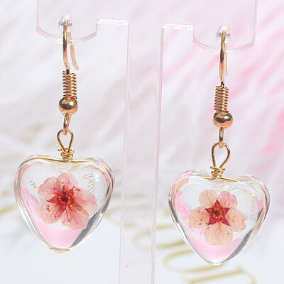 

Cute Dangle Hooks Natural Real Flower Pressed Flower Tear Drop Earrings