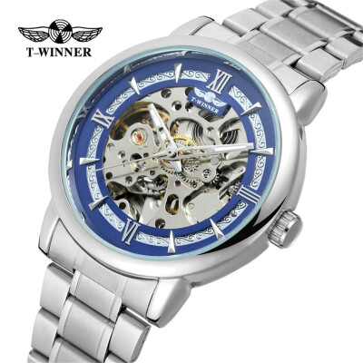 

Gobestart T-WINNER Hollow Luxury Design Business Fashion Mens Steel Belt Mechanical Watch