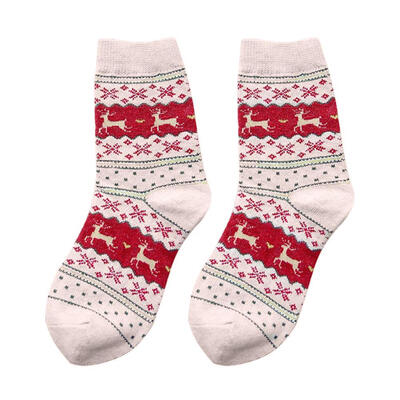 

Women Cartoon Elk Print Knitted Socks Christmas Thicken Anti-slip Socks