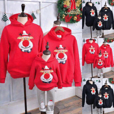 

Christmas Womens Men Kids Hoodie Pullover Sweatshirt Jumper Family Matching Top