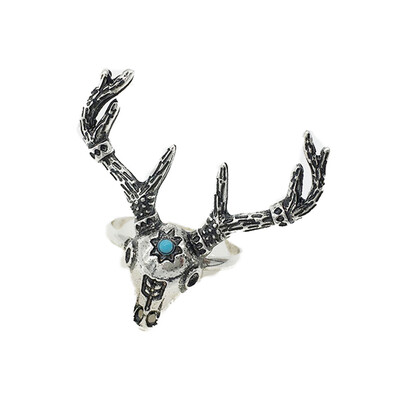 

New Fashion Creative Bohemian Retro Christmas Deer Turquoise Deer Ring