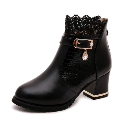 

Rose Womens Ladies Boots Fall Winter Vintage Leather Ankle Lace Short Boots Shoes