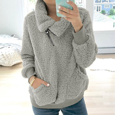 

Tailored Women Warm Winter Top Zipper Sweatshirt Ladies Pullover Jumper Blouse Outwear