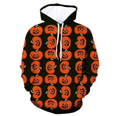 

Toponeto Mens Scary Halloween Pumpkin 3D Print hooded Party Long Sleeve Hoodie Blouse