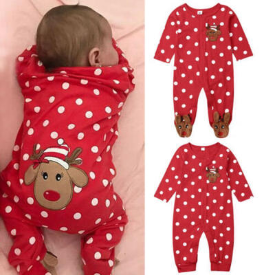 

UK Infant Baby Boy Girl Christmas Outfit Romper Jumpsuit Playsuit Cotton Clothes
