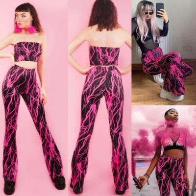 

Women 2Pcs Bandeau Crop Top Long Pant Bodycon Jumpsuit Casual Sexy Clubwear UK