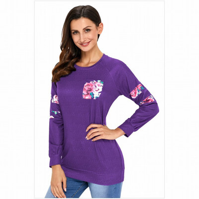 

Round collar long sleeve comfortable pullover sports leisure sweatshirt