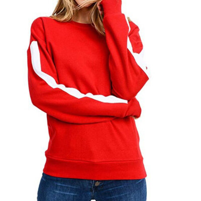 

2019 Fashion Autumn&winter Women Stripe Loose O-neck Sport Sweatshirt