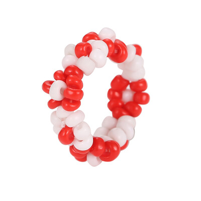 

1 Pc Women Fashion Ins Style Cute Handmade Beaded Ring Colored Woven Flower Finger Ring