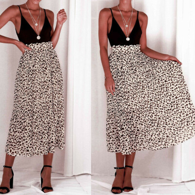 

Womens Midi Skirt Leopard Print High Waist Cocktail Club Bodycon Dress Party