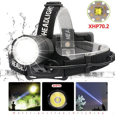 

Oasismall 70000lm Super Bright Led xhp702 Headlamp 3Mode Rechargeable Waterproof Outdoor HeadlightNo Battery