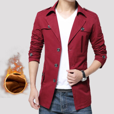 

Toponeto Mens Autumn Winter Casual Fashion Pure Color Jacket Button Outwear Coat Tops