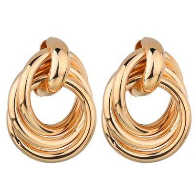

Gold Silver Color Geometric Circle Hoop Earrings Personality Exaggerated Metal Earrings Fashion Jewelry Wholesale