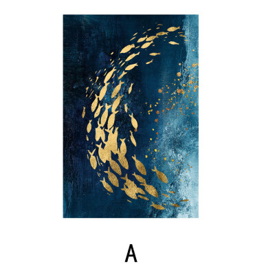 

Toponeto Decorative Painting Nordic Modern Golden Fish Watercolor Frameless Painting Core