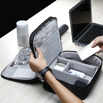 

Connotation data line storage bag power box multi-function charging line travel portable digital accessories finishing bag double layer DZDPSS-MYB black