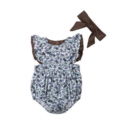 

Newborn Infant Baby Girl Kid Floral Outfit Romper Sleeveless Jumpsuit Bodysuit Sunsuit Clothes Set Summer