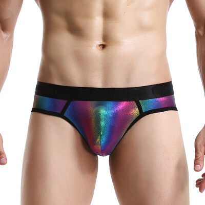 

Men Fashion Rainbow Underwear Elastic Sweat-absorbent Sports Briefs Underpants