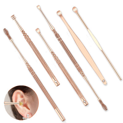 

〖Follure〗6Pcs Earpick Ear Wax Curette Remover Ear Cleaner Spoon Clean Tool