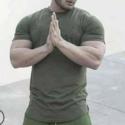 

Mens Slim Fit Crew Neck Short Sleeve Muscle Tee T-shirt Casual Tops T-Shirts Tee