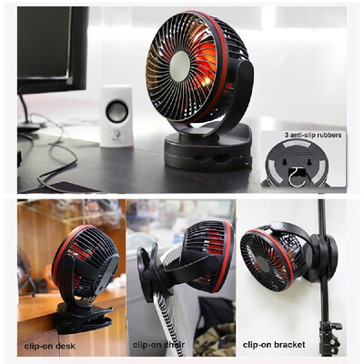 

4-Gear Wind Speed Clip Fan with Night Light USB Desk Fan with Rechargeable 4000mAh Battery 360° Manual Rotate Battery Operated Fan