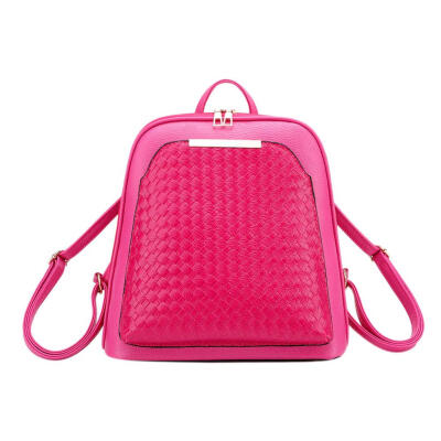 

Solid Color Woven Girls Backpacks Women Shoulder Handbags School Knapsacks