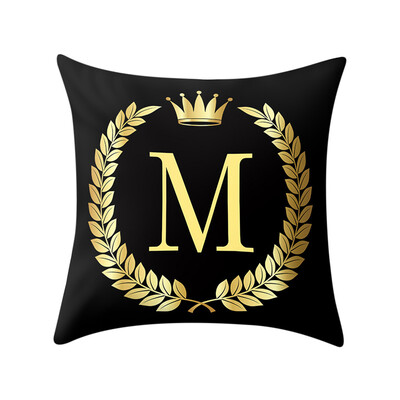 

〖Follure〗Pillow Cover Black&Gold Letter Pillowcase Sofa Cushion Cover Home Decor