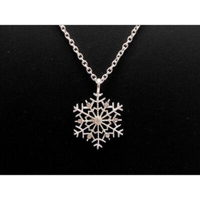 

Crystal Rhinestone Double Snowflake Pendant Gold Silver Necklace Women Xmas Gift