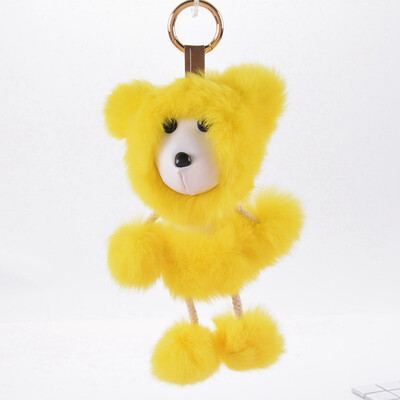 

Lovely Fluffy Bear Doll Keychain Poodle Rabbit Fur Ball Car Bag Charm Pendant Key Chain Ring
