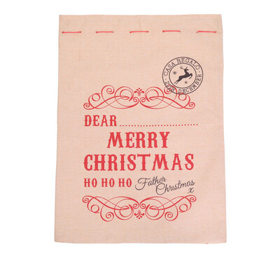 

Christmas Santa Claus Printed Linen Gift Candy Sack Children Gifts Bag