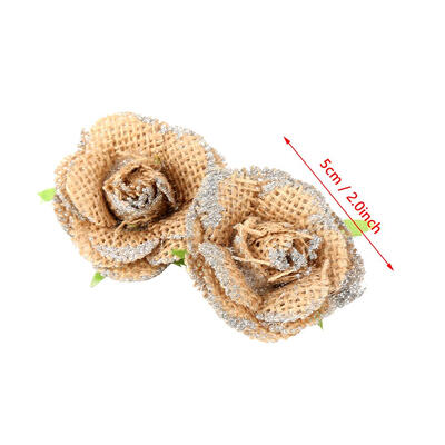 

Greensen 6Pcs Handmade Jute Rose Flower with Green Leaves Burlap Craft Party Decoration Jute Flower Craft Burlap Flower