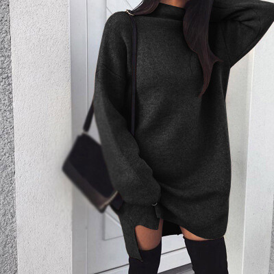 

Women Loose Tee Shirt Blouse Mini Dress Ladies Oversized Long Sleeve Top Sweater