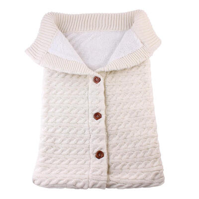 

Thickened Plush Cotton Button Knitting Blanket Baby Sleeping Bags Swaddle