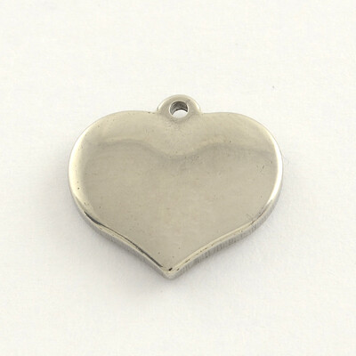 

304 Stainless Steel Blank Stamping Tag Heart Pendants Stainless Steel Color 16x175x3mm Hole 1mm