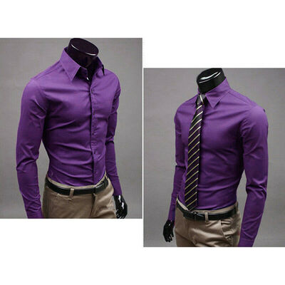 

NEW Mens Casual Formal Shirt Long Sleeve Slim Fit Dress Shirts Tops Blouse