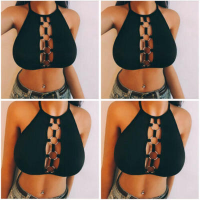 

Fashion Women Sexy U-Neck Backless Tank Top Hollow Out Halter Tops Vest T-Shirt
