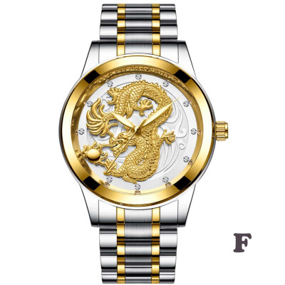 

Gobestart LongFeng Couple Table Luminous Gold Color Quartz Ultra-thin Steel Belt Watch