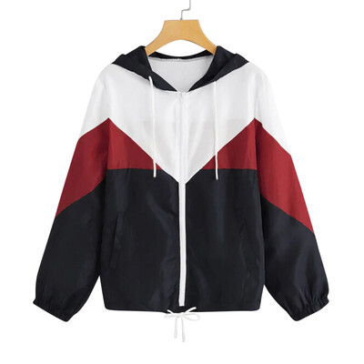 

Roseonmyhand Women Autumn Long Sleeve Thin Skin suits Hooded Zip Stitching Coat