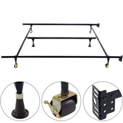 

Adjustable Queen King Bed Frame Heavy Duty Steel W Center SupportBlack
