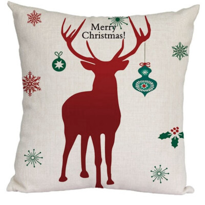 

18 X 18 Inch Christmas Pillow Cover Cotton Linen Decorative Pillowcases Holiday Sofa Cushion Cover