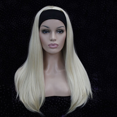 

StrongBeauty Long 34 womens wigs hairpiece Straight with Adjust Black Headband Blonde Highlighted wig Synthetic Hair