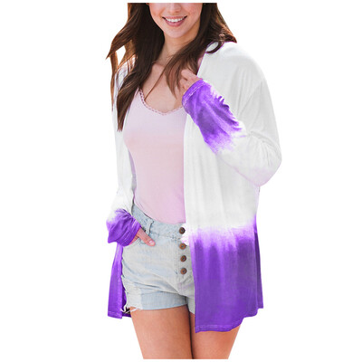 

Toponeto Fashion Women Autumn Casual Gradient Full Sleeve Cardigan Wild Joker Coat