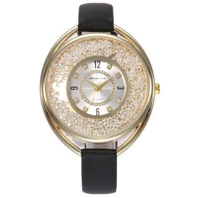 

Fashion Casual Rhinestone Ladies Wristwatch Clock Top Luxury Brand Watches Women Quartz Watches Leather Watch montre femme &Ff