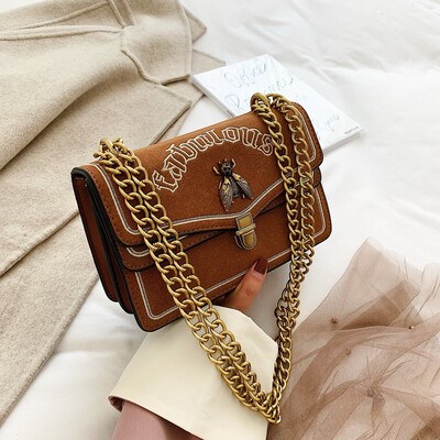 

Small bag female new wild letter lock single back Messenger bag fashion chain small square bag