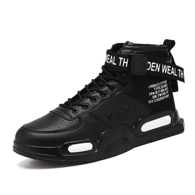

Le Hao 2019 early autumn new white shoes canvas stitching breathable shoes high to help young casual sports tide mens shoes