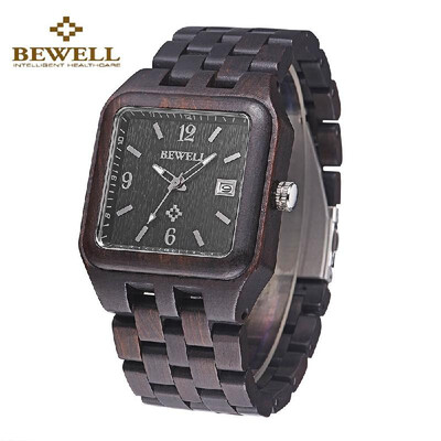 

Luxury Square Dial Unique Hypoallergenic Wooden Wristwatch Red Sandalwood Ebony Maple Quartz Analog Unisex Watch with Calendar