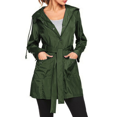 

Roseonmyhand Plus Size Outdoor Waterproof Lightweight Rain Jacket Hooded Raincoat Women Coat