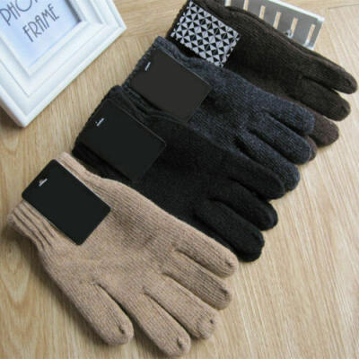 

Autumn & Winter Mens Knitted Gloves Male Thicken Thermal Wool Gloves Mittens AA