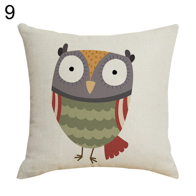 

Cute Owl Linen Throw Pillow Case Cushion Cover Sofa Bed Car Cafe Office Decor