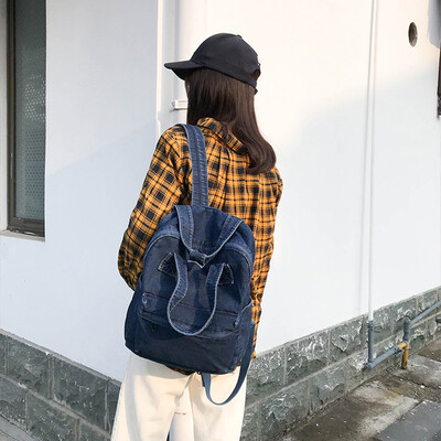 

Tailored Fashion Denim Ladies Solid Color Wild Large Capacity Shoulder Bag Handbag