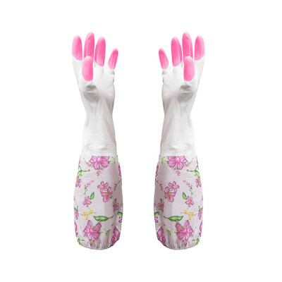 

Siaonvr Waterproof Rubber Latex Flannel Washbowl Gloves Kitchen Household Cleaning Glove